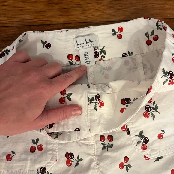 Nicole Miller Cherry Print Wide-Leg Pants - Picture 6 of 8